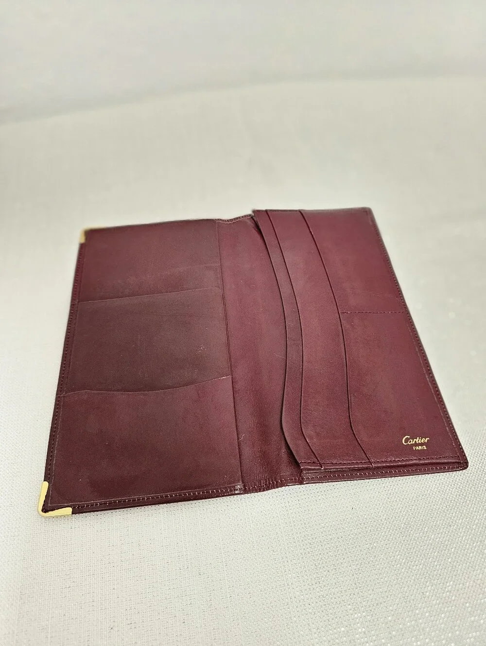 Vintage Cartier Burgundy Leather Wallet – Gold Corner